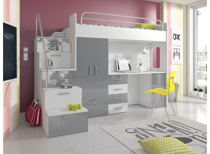 Jongerenbed Compleet Slaapkamerontwerp Kinderbed Bedden Kast Tafel GRIJS