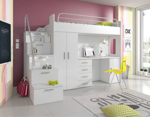 Stapelbed stapelbed tweepersoonsbed jeugdbed bedden met kast tafel RAJ4