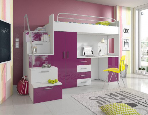 Stapelbed Stapelbed Tweepersoonsbed Jeugdbed Bedden met kast Tafel RAJ4w