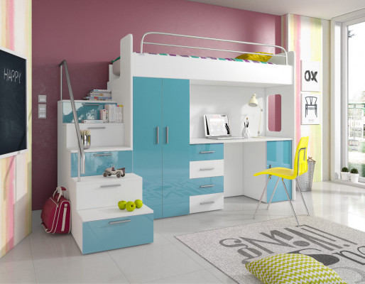 Stapelbed Tweepersoons stapelbed Tweepersoonsbed Jeugdbed Bedden met kast Tafel Nieuw