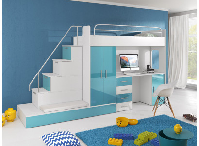 Stapelbed Slaapbed Bed Kledingkast Tienerkamer Kast Bureau