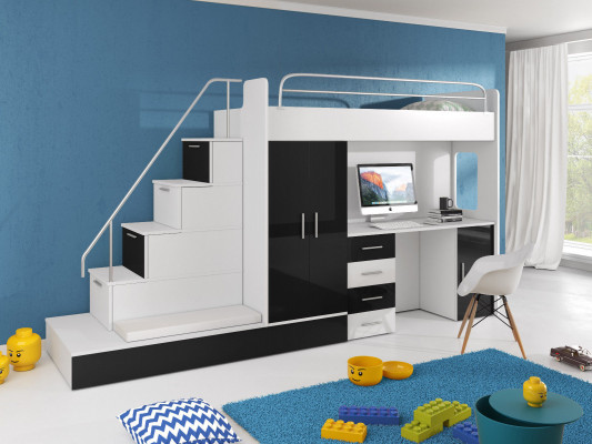 Jeugdkamer bed stapelbed stapelbed bureau kledingkast RAJ 5S