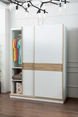 Ontwerp kledingkast zweefdeurkast slaapkamer kasten hout wit bruin
