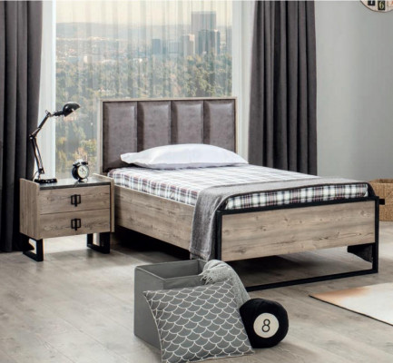 Loft Design Bedden Slaapkamer Bed Hout met Gestoffeerd Hoofdeinde Bedframe Nieuw