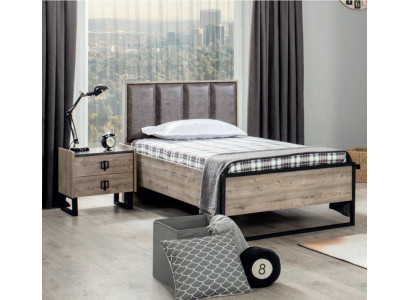 Loft Design Bedden Slaapkamer Bed Hout met Gestoffeerd Hoofdeinde Bedframe Nieuw