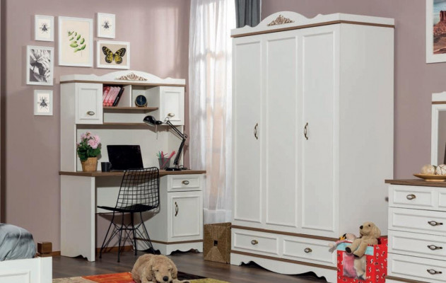 Klassieke kinderkamer jeugdkamer slaapkamerset compleet 5-delig. Hout Nieuw