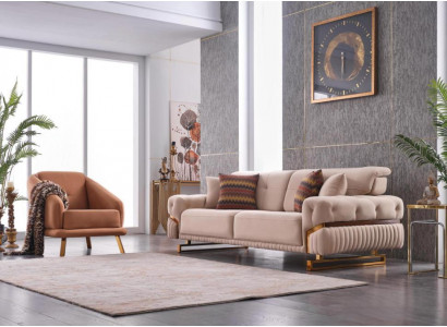 Woonkamerbankstel fauteuil drieseater complete meubelset design 3+1