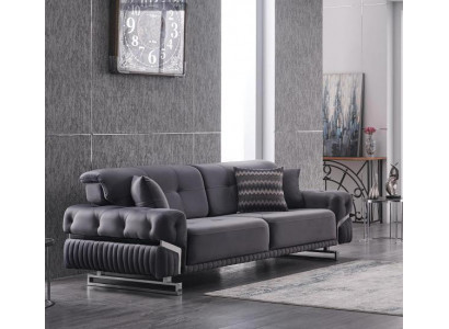 Grijze designer driepersoons woonkamer meubelen stoffen bankstel modern