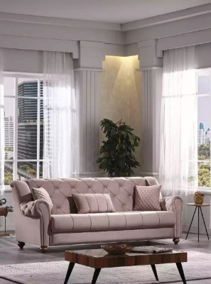 Klassiek woonkamermeubilair 3+1 bank zitbank bankstel Nieuw Beige