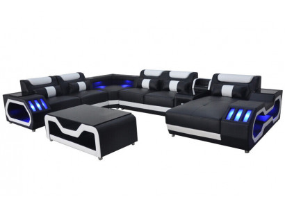 Ontwerp Lederen Bekleding Zithoek Landschap Kamer Nieuwe Woonbank Bekleding Hoek USB