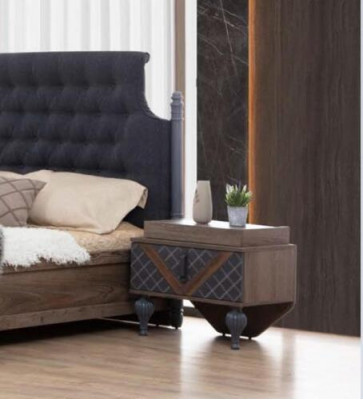 Bed nachtkastje ladekast met spiegel slaapkamer 4-delige set Chesterfield