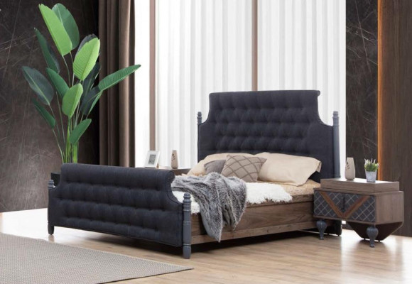 Bed nachtkastje ladekast met spiegel slaapkamer 4-delige set Chesterfield