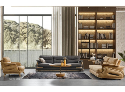 Ontwerp bankstel 4+3+1 Lederen bankstel 3-delig set banken bankstellen banken