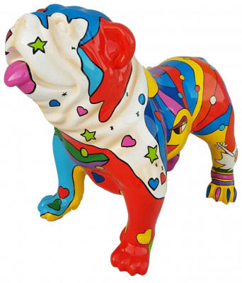Beeldhouwwerk van moderne hondenfiguren voor in de tuin, decoratiebeeld.