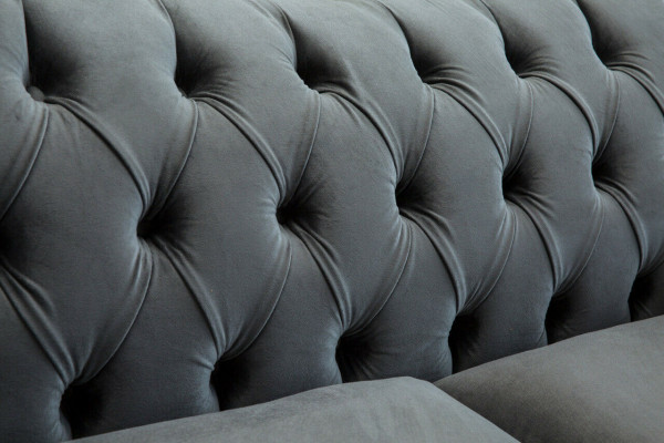 Chesterfield Originele Bankstel Stoffen Banken Grijs 200cm Bank