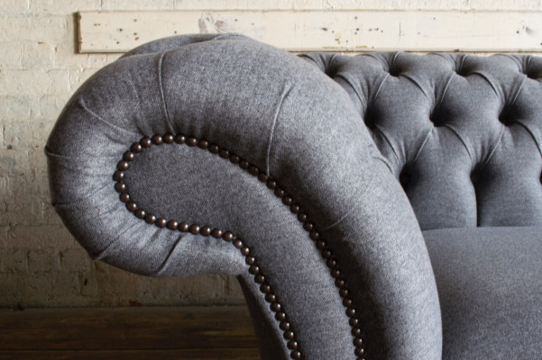 Chesterfield 3-zits gestoffeerde bank van leer Bank stoffen Moderne stoffen bank in moderne stijl