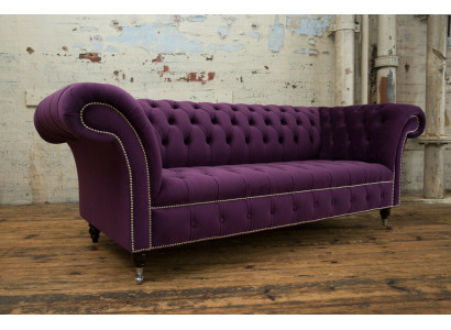Chesterfield Originele Bank Bank Textiel Banken Stof Paars 225cm Bankstellen
