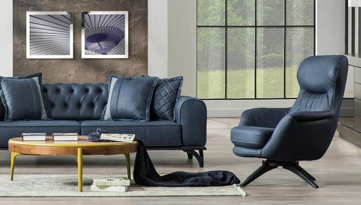 Fauteuil 1-zits Comfortabele moderne stijl halfzacht Blauw Luxueus