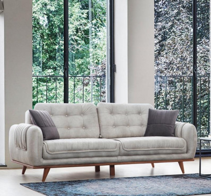 Grijze bank bank woonkamer banken bekleding meubels driezitsbanken