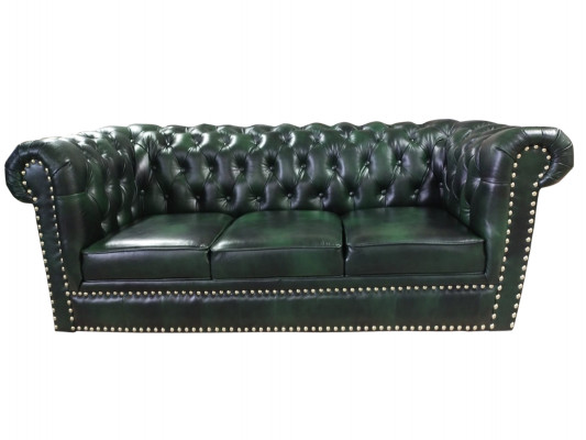 Chesterfield bank driezits echt lederen bank groene leren bank 230cm meubels