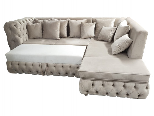 Chesterfield hoekbank L-vorm met slaapfunctie Textiel Luxe Bankstel 340 x 220