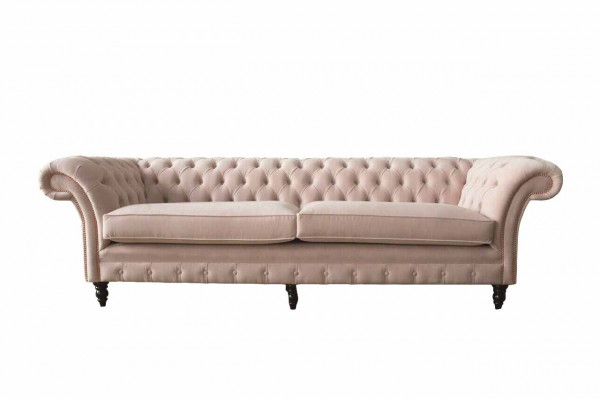 Moderne Chesterfield 4-zits design bank roze gestoffeerde banken stof textiel