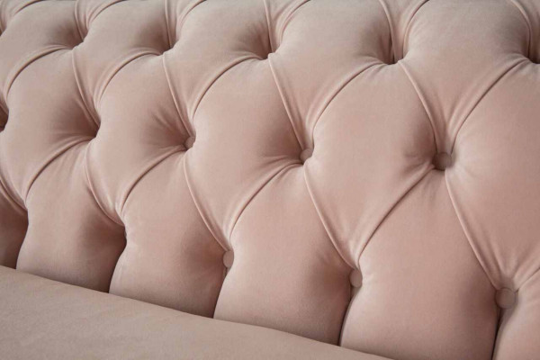 Moderne Chesterfield 4-zits design bank roze gestoffeerde banken stof textiel