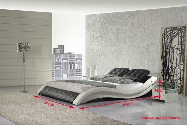 Tweepersoonsbed Ontwerper Bed Huwelijksbed Gestoffeerd Bed Slaapkamer Lederen Bed Nieuw