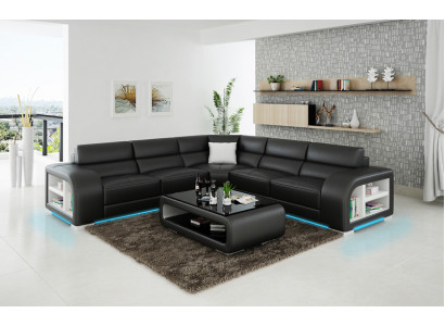 Lederen bank Bank woonlandschap Decor Modern Hoekbank Design Set