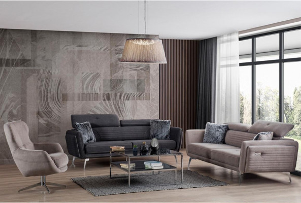 Sofagarnituur Bank Beklede Meubels Stof Bank Banken 3+3+1 Grijs Groep