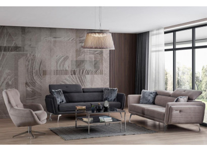 Sofagarnituur Bank Beklede Meubels Stof Bank Banken 3+3+1 Grijs Groep