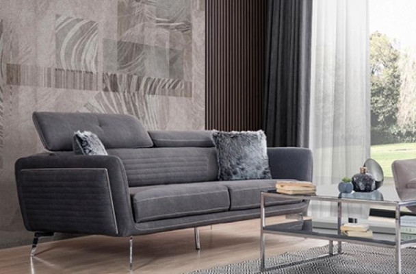 Sofagarnituur Bank Beklede Meubels Stof Bank Banken 3+3+1 Grijs Groep