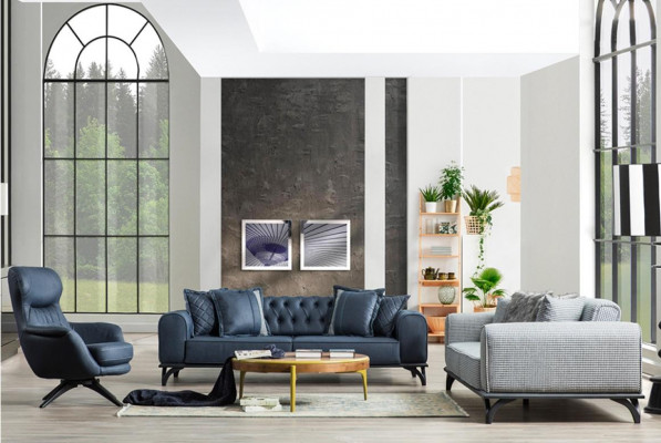 Designer meubel zitgroep 3+3+1 bankstel gestoffeerd meubelbanken