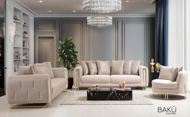 Design Textil 3-zits Wit Elegant Modern Bank Bekleding Bank Nieuw Woonkamer