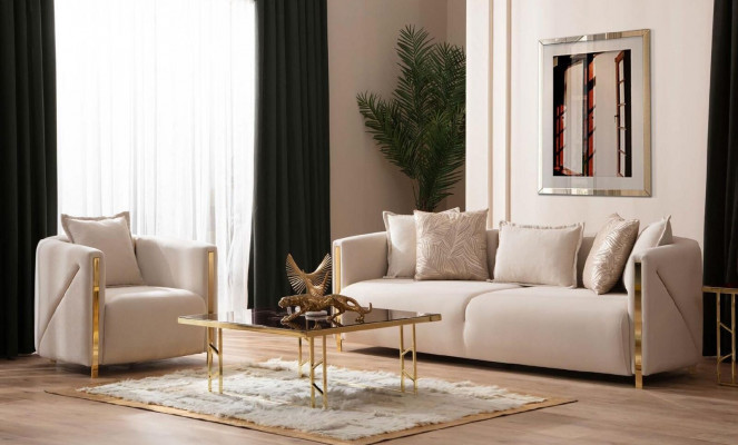 Bankstel 3-zits textiel banken bankstel meubels luxe moderne driezitter nieuw