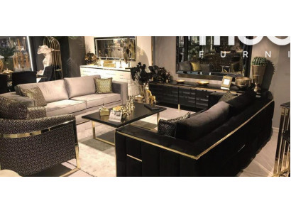 Bankstel 3+3 zitsbank Fauteuil Bankstellen Luxe set Velvet Stof Groep