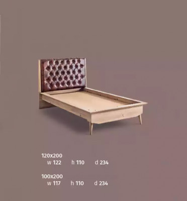 Bed Loft Hout Chesterfield 100x200cm Bedframe Gestoffeerd Hoofdbord