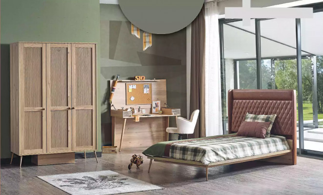 Luxe kinderkamer Chesterfield bed bureau kast 3-delige set.