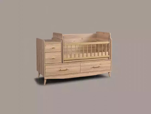 Babybedje zuigeling babybed peuter houten bed bruin met planken