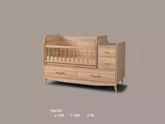 Babybedje zuigeling babybed peuter houten bed bruin met planken