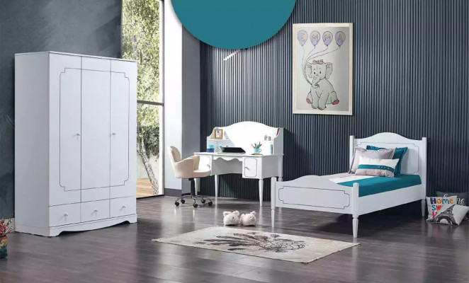 Complete kamer Slaapkamer Meubels Bureau Bed Kast 3-delig.