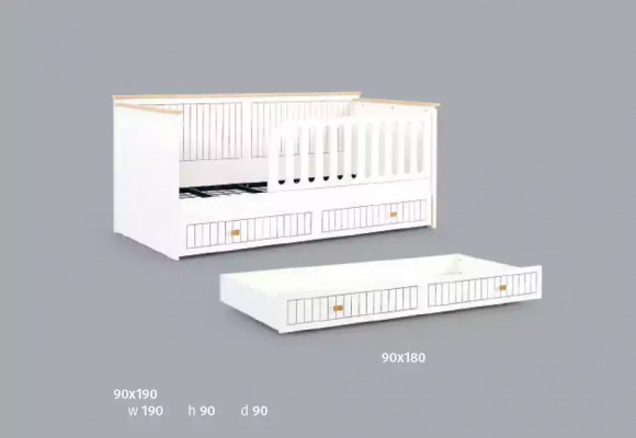 Kinderkamer tienerkamer wit bed commode kledingkast 3-delig