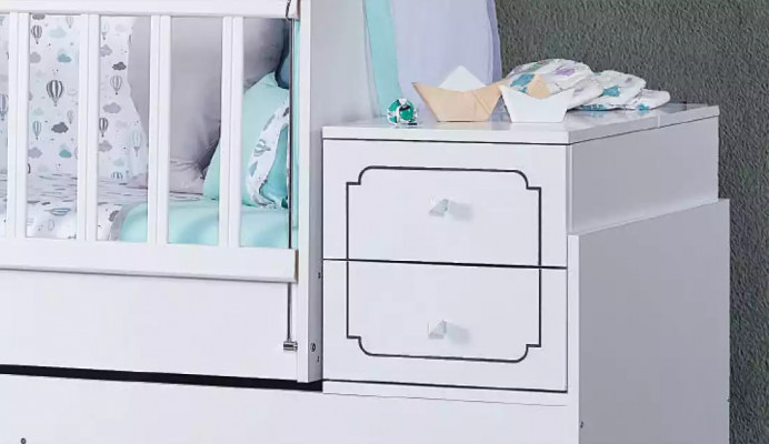 Kinderbed Zuigeling Baby Peuter Bed Houten Bed Wit met Planken