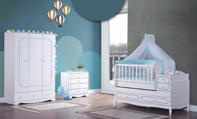 Kinderbed Zuigeling Baby Peuter Bed Houten Bed Wit met Planken