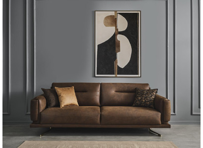 Vierzitsbank 4-zitsbanken kunstleer bruin Woonkamer Luxe