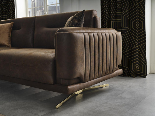 Vierzitsbank 4-zitsbanken kunstleer bruin Woonkamer Luxe