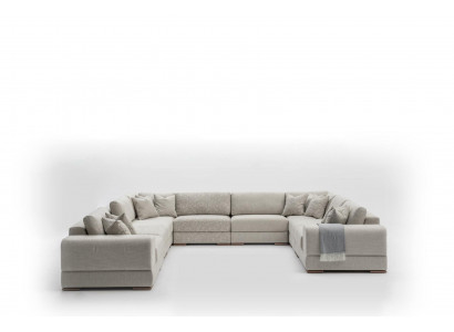 Hoekbank U-vorm Grijs Bank Luxe Design Meubels Woonlandschap Stof