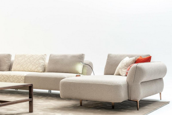 Hoekbank U-vorm Beige Luxe Woonkamer Modern Gestoffeerde Bank Nieuw