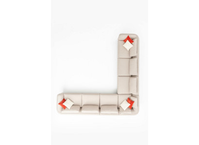 Hoekbank bank L-vorm Luxe woonkamer Beige gestoffeerde bank meubels 402x402cm