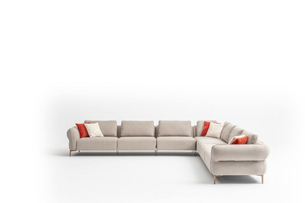 Hoekbank bank L-vorm Luxe woonkamer Beige gestoffeerde bank meubels 402x402cm